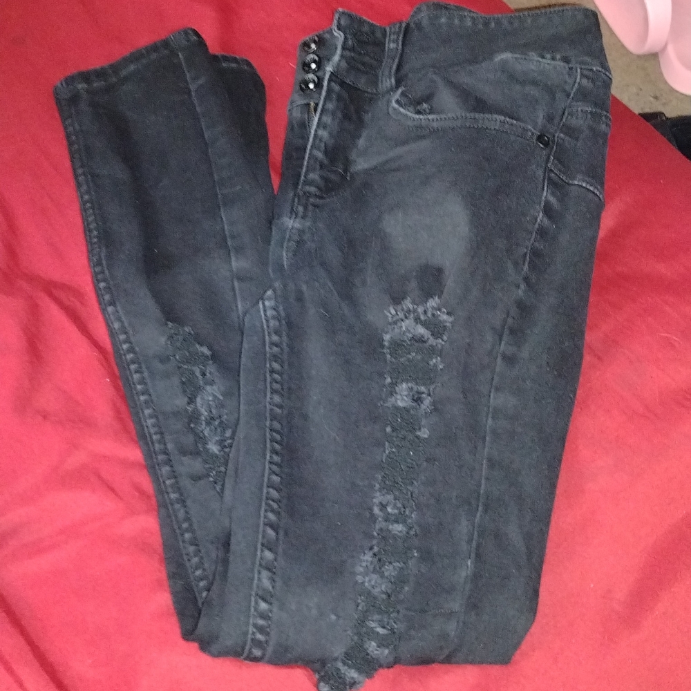 Hi rise denim skinny jeans